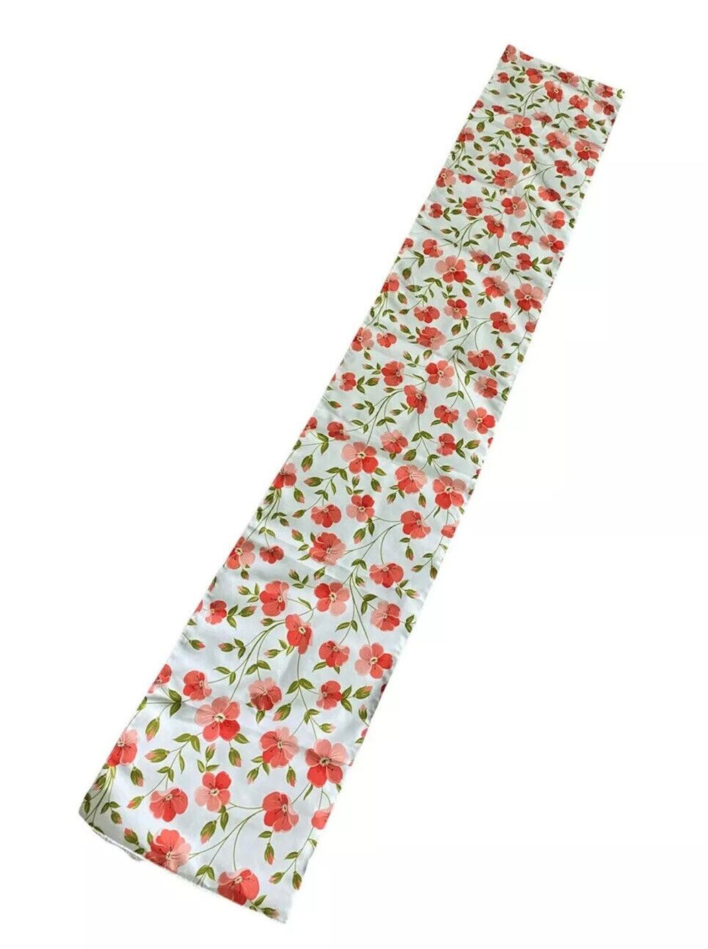 New Neon Earth Outdoor Table Runner White Pink Flowers 94” x 16” 100% Polyester